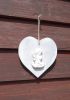 foto: Dřevěné srdce s andílkem patina