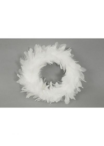 foto: Peříčkový věnec 25 cm BÍLÁ