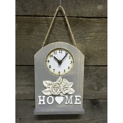 foto: Dřevěné nástěnné hodiny HOME šedé