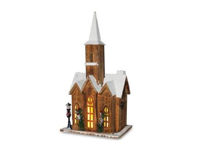foto: Svítící zasněžený KOSTEL 51 cm