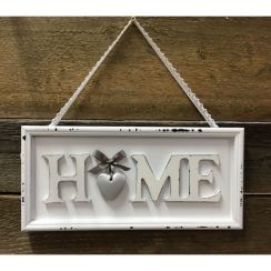 foto: Dřevěná cedulka HOME bílá