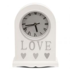 foto: Dřevěné stolní hodiny LOVE bílé