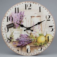 foto: Dřevěné nástěnné hodiny LEVANDULE