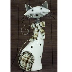 foto: Porcelánová kočička sedící ŠEDÁ