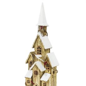 foto: Svítící zasněžený kostel 58 cm