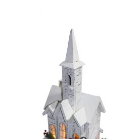 foto: Svítící dřevěný kostel 50 cm
